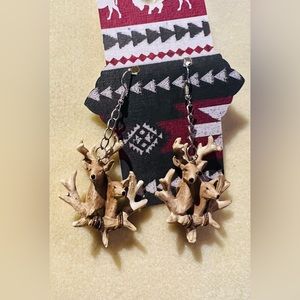 Homemade deer Christmas Earrings